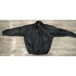 Navarre Italian Stone Design Genuine Leather Jacket USA Flag Patch Size 3X